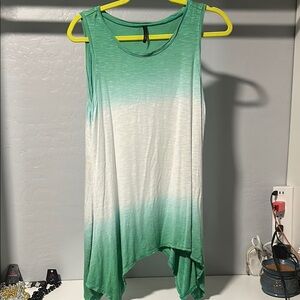 No.100 The JWS Collection Asymmetrical Green and White Tank Top